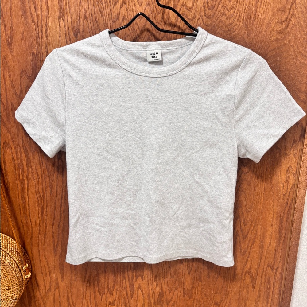 Aritzia SUNDAY BEST Gray Short Sleeve Top